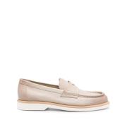 Beige Leather Classic Sneakers