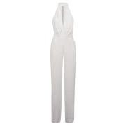 Hvit V Jumpsuit