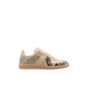 Beige Sneaker med Logo M?nster