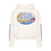 Ivory Bomull Jersey Hettegenser med Rhude Hotel Print