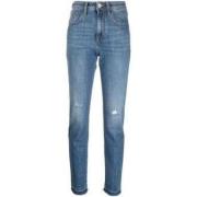 Straight-leg jeans med slitasje og whiskering