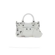 Studded Skinn Toteveske med Avtagbar Stropp