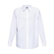 Hvit Bomullsskjorte med Knappelukking og Logo Broderi