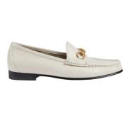 Hvite Skinn Horsebit Loafers