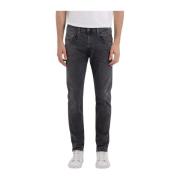 Slim Fit Anbass Jeans i Svart Hyperflex Denim