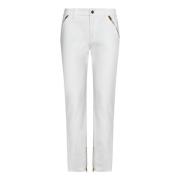 Hvite Skinny-Fit Jeans med Gullglidelåser