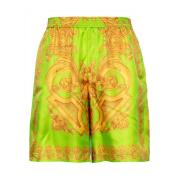 Barocco Silk Bermuda Shorts Lime/Gold