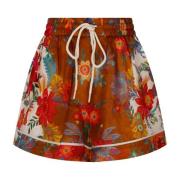 Silke Shorts med Blomstermønster