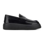 Svart Skinn Slip-On Sneakers