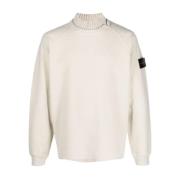 Hvite Sweaters med Kontraststrikket Krage