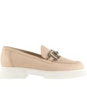 Elegante Beige Loafers i Skinn