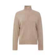 Kaya Genser MED Halvzip - Beige/Brun