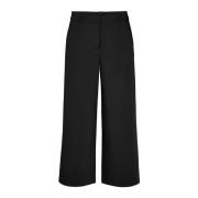 Loose Crop Trousers Svart