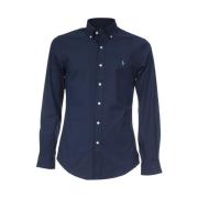 Slim-Fit Bomullsskjorte med Button-Down Krage