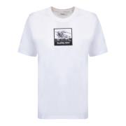 Hvit Rundhals T-skjorte med Brodert Logo