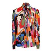 Multifarget Grafisk Print -Bow Skjorte