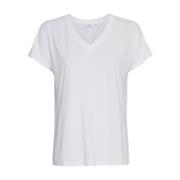 Hvit Moss Copenhagen Fenya Modal V-Neck T-Skjorte