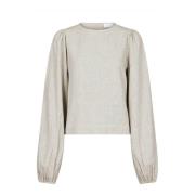 Myk linbluse med puff-ermer