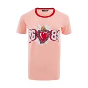 Rosa Bomull T-Skjorte med Trykt Logo