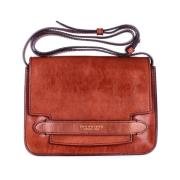 Brun skinn crossbody veske