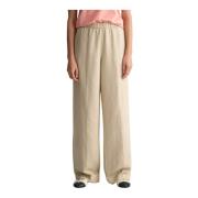 Beige Linen Pull Pant Bukser