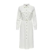 Hvit Only Onlcaro Linen Shirt Dress Kjole