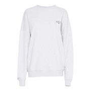 Grafisk Print Sweatshirt Hvit Melange