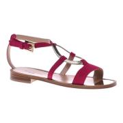 Sandal in fuchsia suede