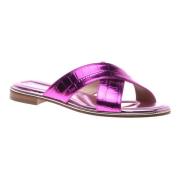 Slipper in fuchsia with crocodile print