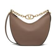 Brun Hammered Skinn Hobo Bag