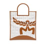 Kanvas Lær Trim Tote Bag