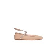 Nude Mesh Krystall Ankel Ballett Flats