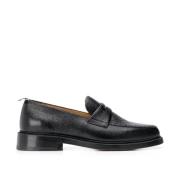 Svarte Penny Loafers med Brogue-detaljer