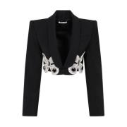 Svart Ull Sommerfugl Kort Blazer