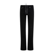Sort Slim Lace Up Bomull Jeans