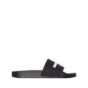 Svart Logo Pool Slides Sandaler