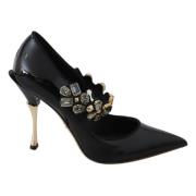 Sort Skinn Krystall Mary Jane Pumps