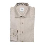 Beige Slim Fit Skjorte med Kontrastdetaljer