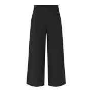 Elegant Wide-Leg Cropped Bukser Svart