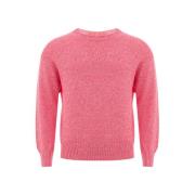 Rosa Bomull Crewneck T-skjorte