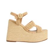 Håndvevd Naturlig Raffia Sommer Sandal