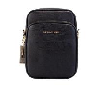 Svart Pebbled Skinn Kjede Crossbody Bag