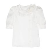 Organza Bluse med Rosedetaljer