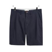 Avslappede Twill Shorts med Chambray Fôr