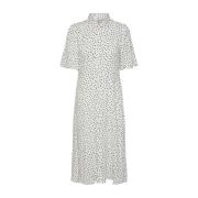 Polka Dot Maxi Kjole Krem Svart