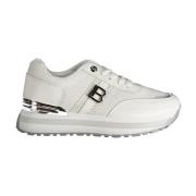 Hvit Polyester Sneaker med Logo Applique