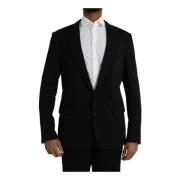 Svart Ull Slim Fit Blazer