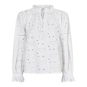 Brodert Hvit Bluse