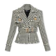 Tweed blazer med hakerevers