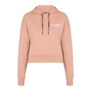 Cropped Sweatshirt med Flocked Logo